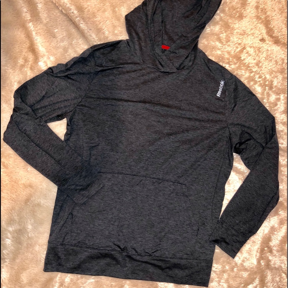 Gray Reebok hoodie.